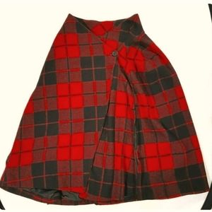 BB DAKOTA (Steve Madden) Red Plaid Wool Poncho Coa